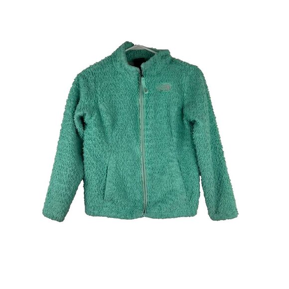The North Face Girl's Medium 10/12 Osito Fleece Mint Green Jacket Full Zip Fuzzy - Picture 1 of 14